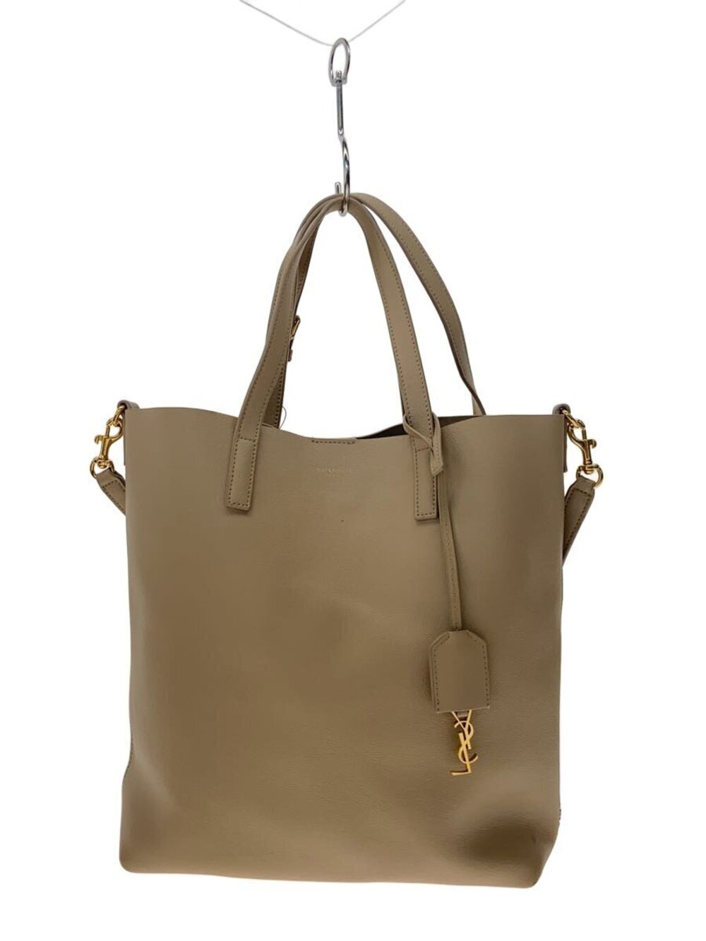 Saint Laurent taupe Tan calfskin leather Toy North South Shopping Tote